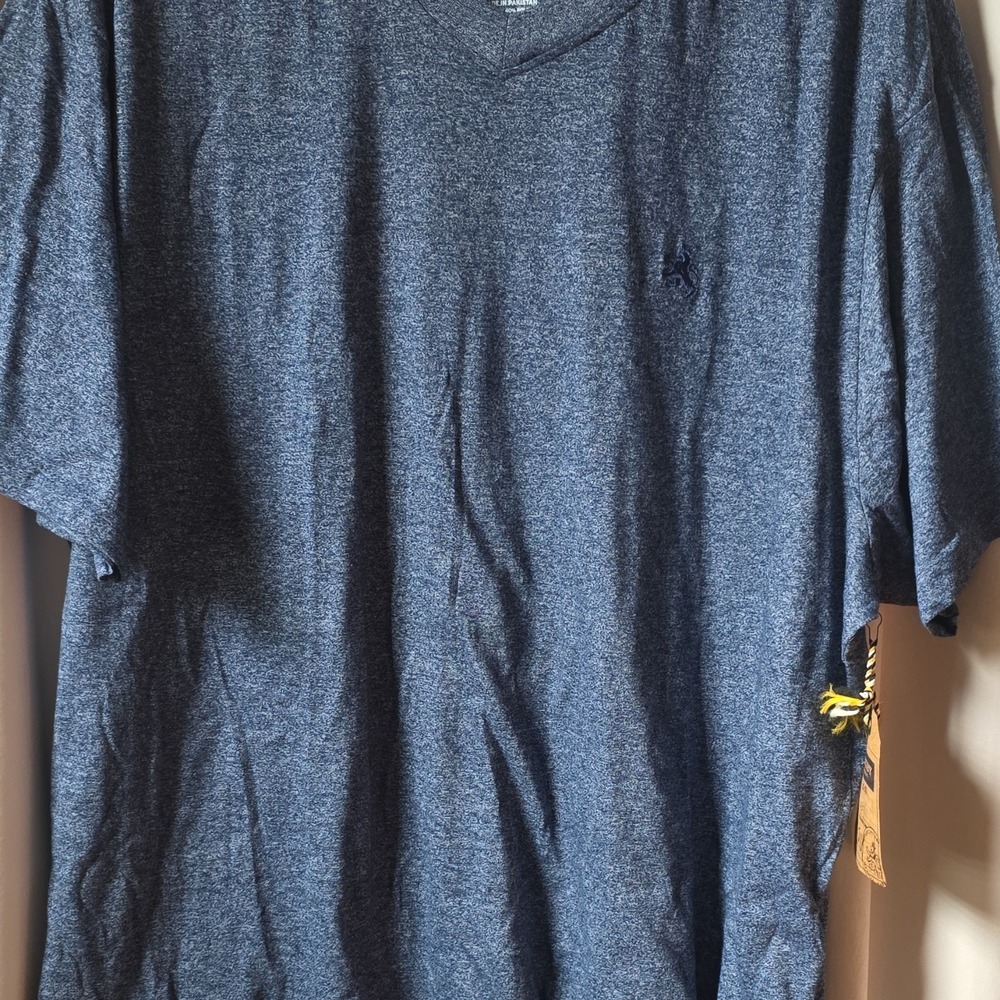 Rugby University Men's V-Neck Knit Short Sleeve T-Shirt Slate 4X